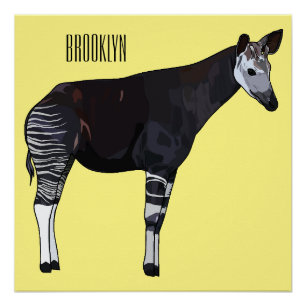 Okapi cartoon illustration poster