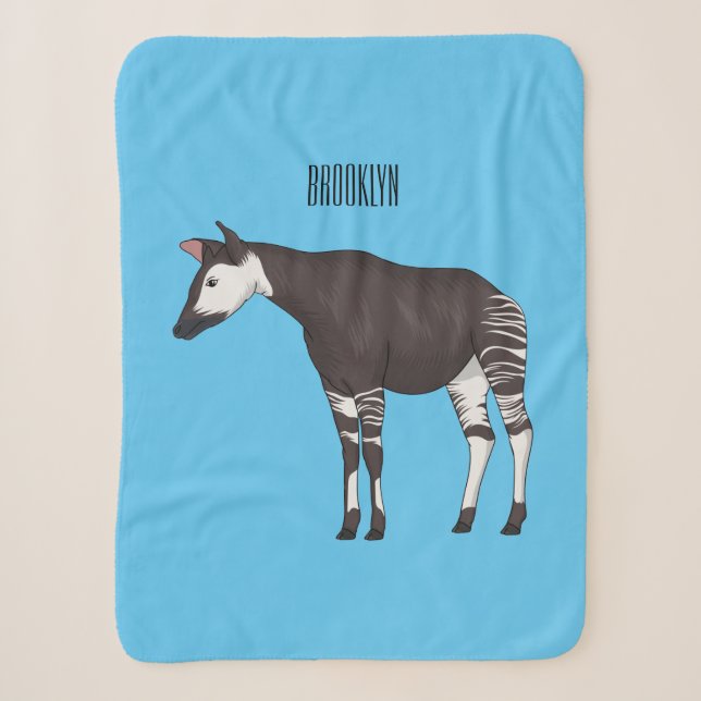 Okapi cartoon illustration sherpa blanket (Front)