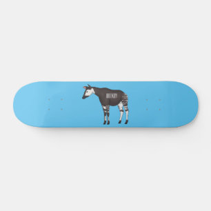 Okapi cartoon illustration skateboard