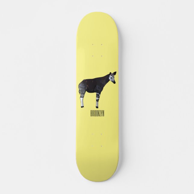 Okapi cartoon illustration skateboard (Front)