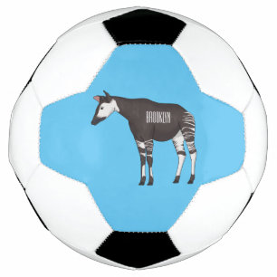 Okapi cartoon illustration soccer ball