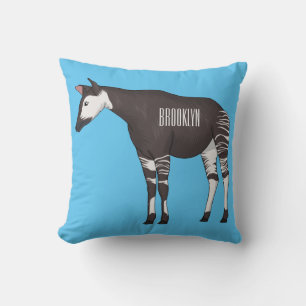 Okapi cartoon illustration throw pillow
