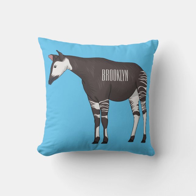 Okapi cartoon illustration  throw pillow (Front)