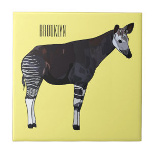 Okapi cartoon illustration tile