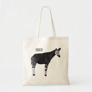 Okapi cartoon illustration tote bag