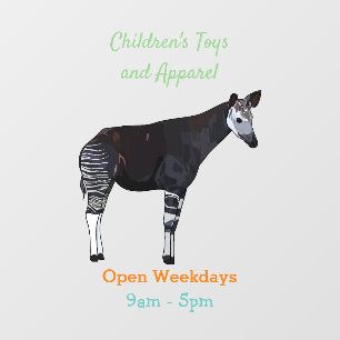 Okapi cartoon illustration window cling