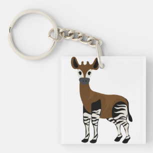 Okapi Cartoon, Majestic Okapi Animal, Okapi Lovers Keychain