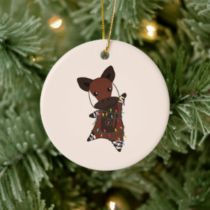 Okapi Christmas Snow Winter Animals Okapis Ceramic Ornament