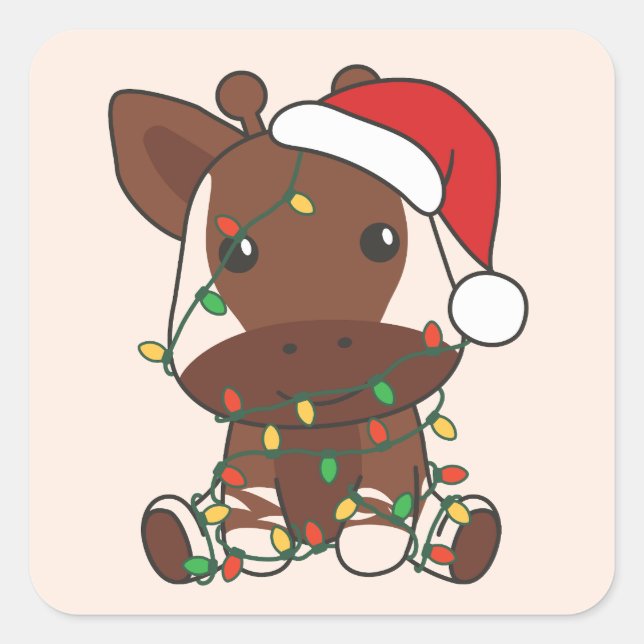 Okapi Christmas Winter Animals Holiday Okapis Square Sticker (Front)