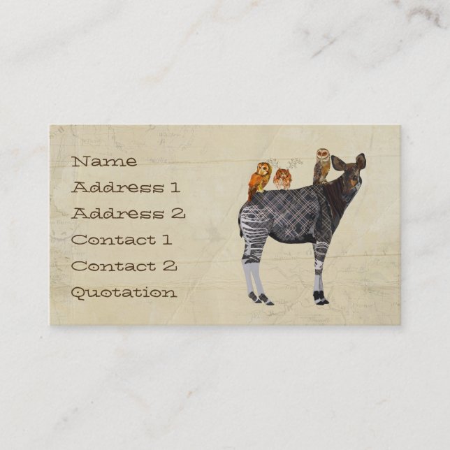 OKAPI & FEATHERS Business Card (Front)
