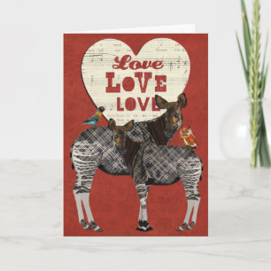 OKAPI & FEATHERS Heart Valentine Card