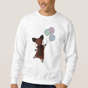 Okapi Flies With Balloons Up Sweet Animals Sweatshirt