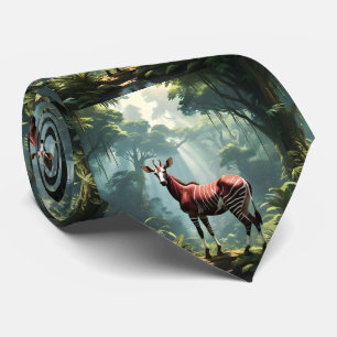 Okapi In The Rainforest (Zebra Giraffe), Tie