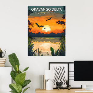 Okavango Delta – Retro Travel Poster of Botswana