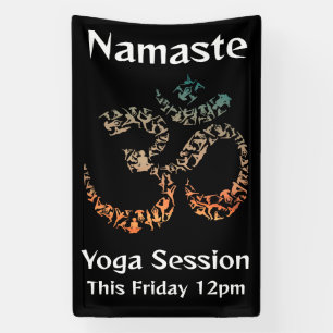 Okay But First Yoga Pose Sanskrit Om Mosaic Banner