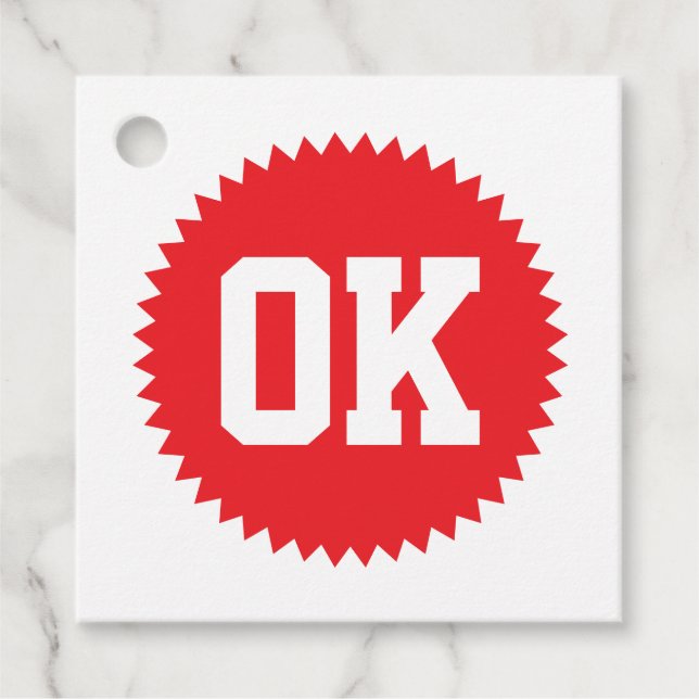 Okay quality seal custom favour tags (Front)