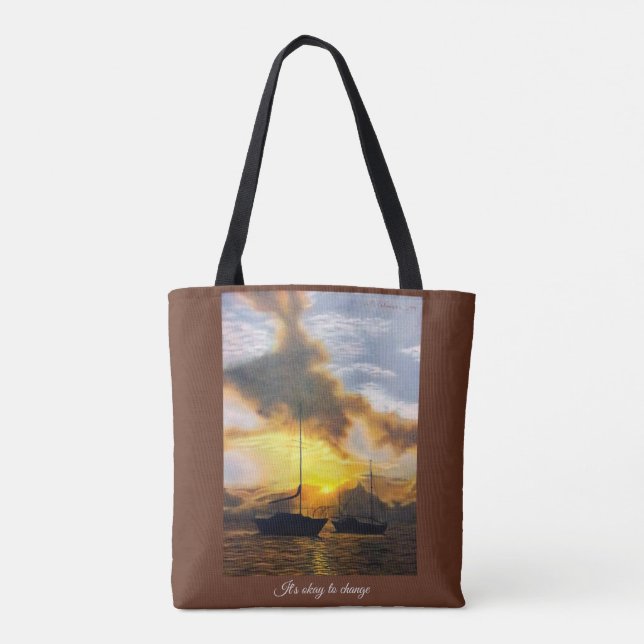 Okay to Change Boats in Sunset Tote Bag (Back)