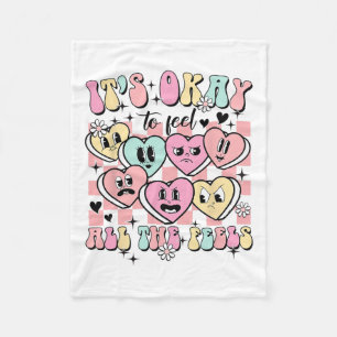 Okay To Feel All The Feels School Counsellor Menta Fleece Blanket