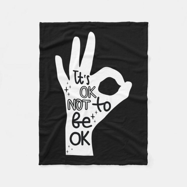 Okay To Not Be Okay Hand Suicide Prevention Awaren Fleece Blanket (Front)