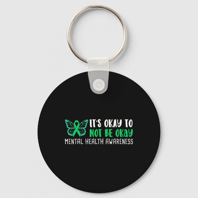 Okay To Not Be Okay Mental Health Awareness Ribbon Keychain (Front)