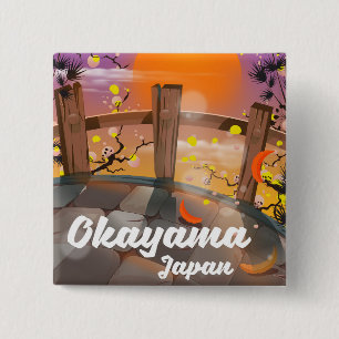 Okayama Japanese blossom poster. 2 Inch Square Button