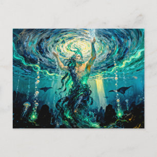 Okeanos Primordial Titan of the Ocean from Greek M Postcard