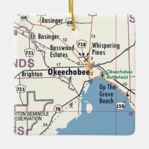 Okeechobee Florida Map Ceramic Ornament