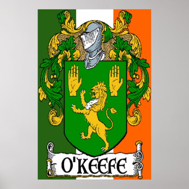 O'Keefe Coat of Arms Irish Flag Print (Front)