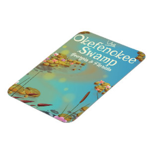 Okefenokee Swamp cartoon travel poster Magnet