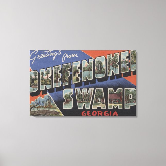 Okefenokee Swamp, Georgia - Large Letter Scenes Canvas Print (Front)