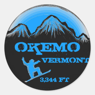Okemo Vermont blue snowboard art stickers