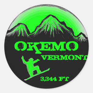 Okemo Vermont green snowboard art stickers