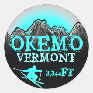 Okemo Vermont teal ski art elevation stickers