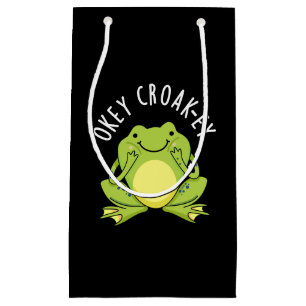 Okey Croak-ey Funny Frog Pun Dark BG Small Gift Bag
