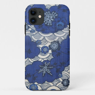 Okinawa kimono pattern in blue iPhone 11 case