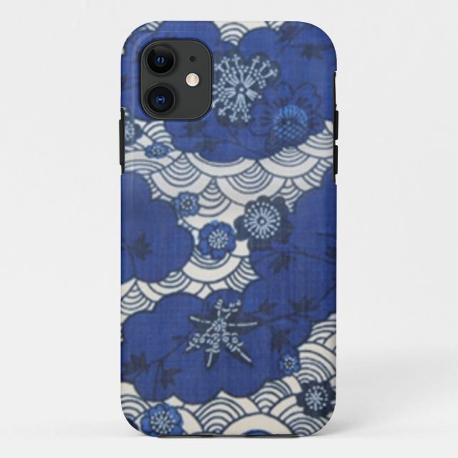 Okinawa kimono pattern in blue Case-Mate iPhone case (Back)