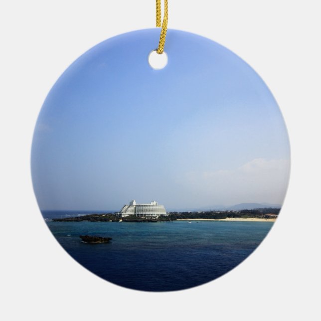 Okinawa Sea and Sky Ceramic Ornament (Front)