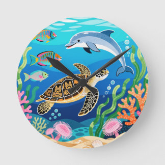 Okinawa Sea Life Round Clock