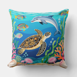 Okinawa Sea Life Throw Pillow