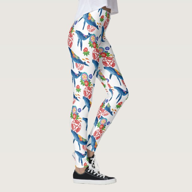 okinawan bingata style pattern art legings leggings (Right)