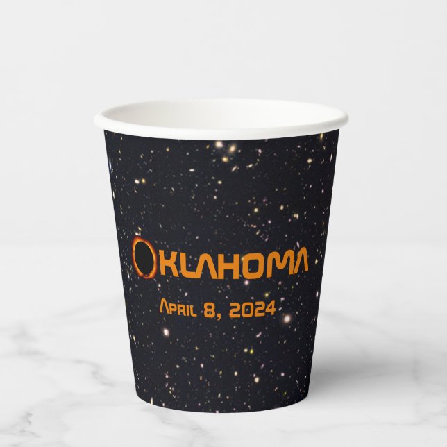 Oklahoma 2024 Total Solar Eclipse  Paper Cups (Front)