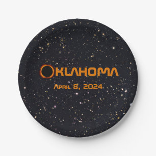 Oklahoma 2024 Total Solar Eclipse Paper Plate