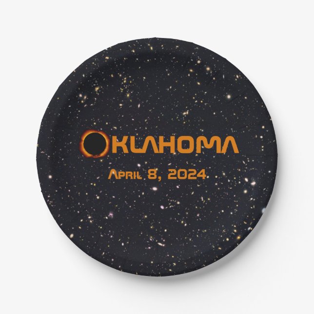 Oklahoma 2024 Total Solar Eclipse  Paper Plate (Front)