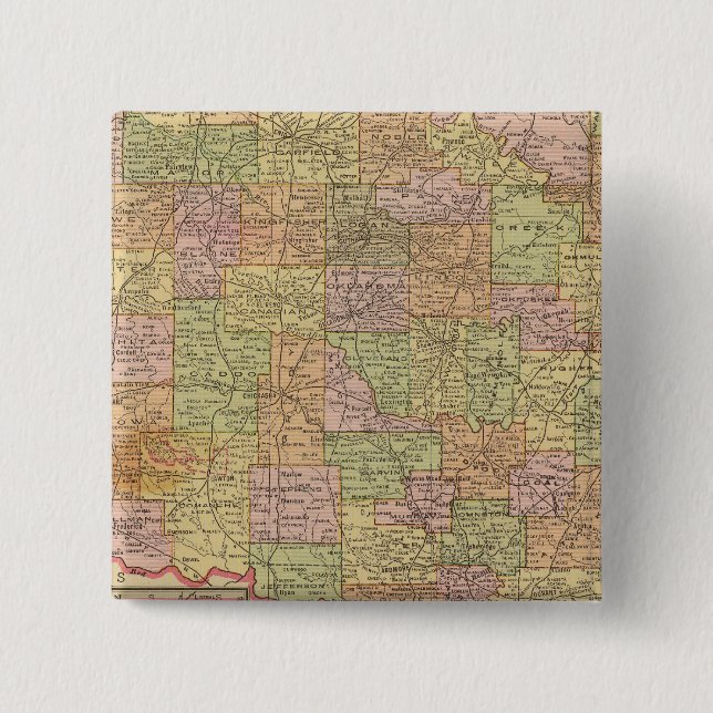 Oklahoma 2 Inch Square Button (Front)