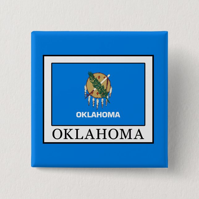 Oklahoma 2 Inch Square Button (Front)