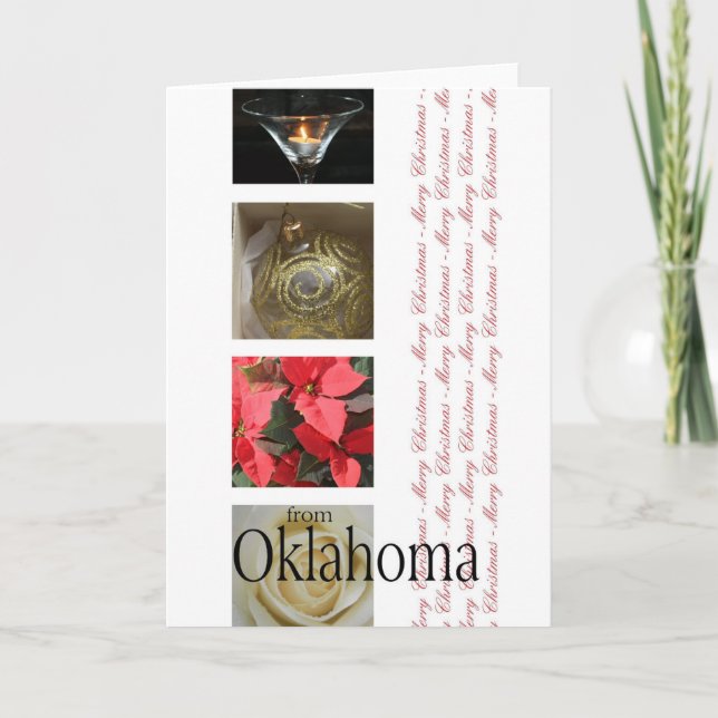 Oklahoma  Christmas Card, state specific Holiday Card (Front)