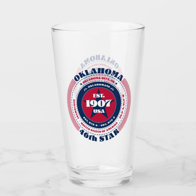 Oklahoma Circular Typography Design Glass (Front)