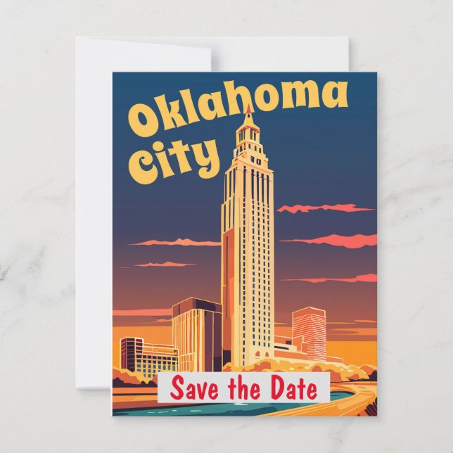 Oklahoma City Art Deco Wedding Invitation (Front)