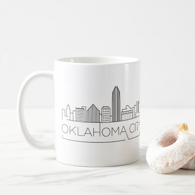 Oklahoma City | City Stylized Skyline Coffee Mug (With Donut)