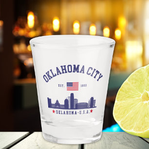 Oklahoma City Flag & Skyline Shot Glass